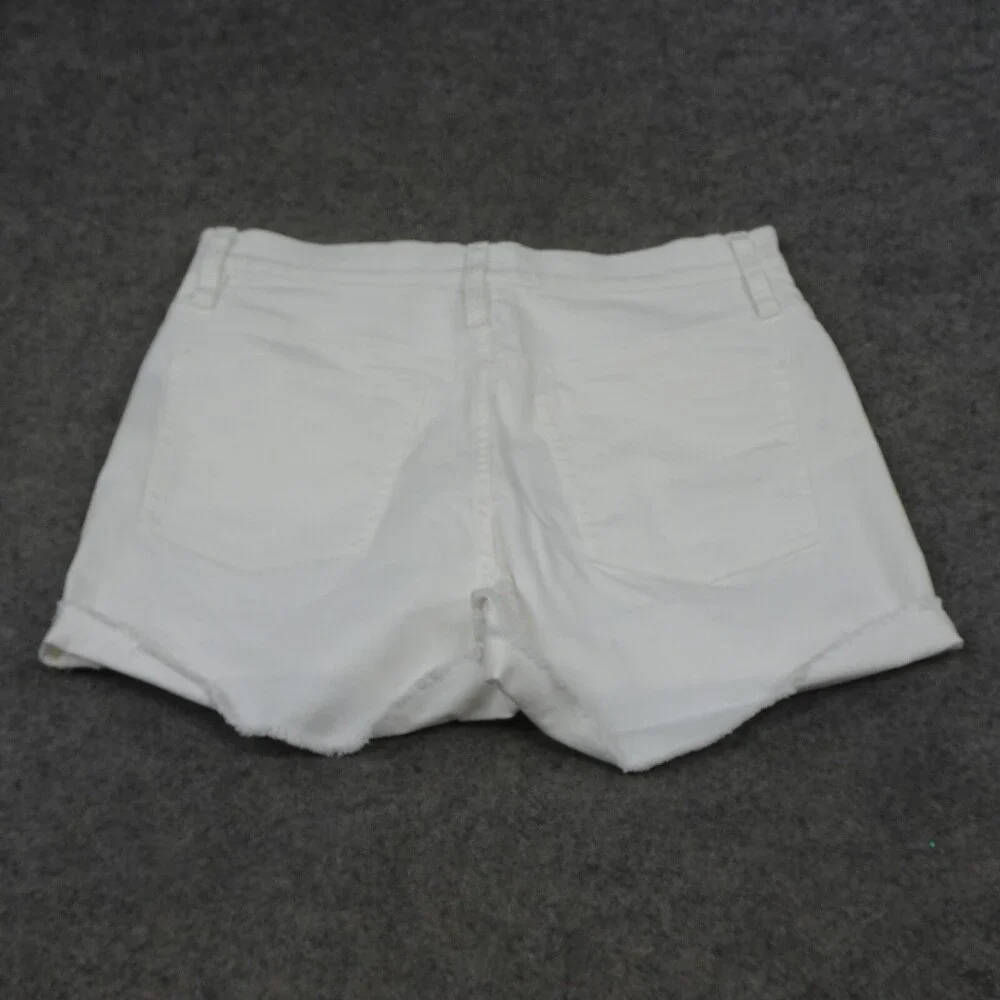 J Crew Jean Shorts Womens 28 White Denim Cut Off Cuffed Hot Pants Casual Beach